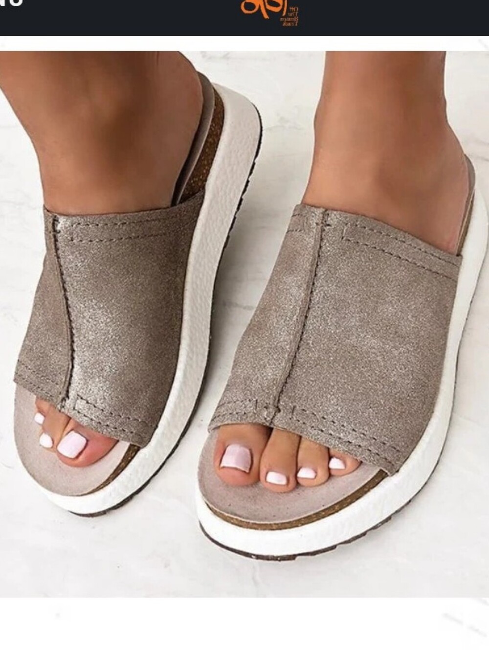 EUC OTBT WAYSIDE METALLIC LEATHER STEP LITE SLIDE SANDALS SZ 9